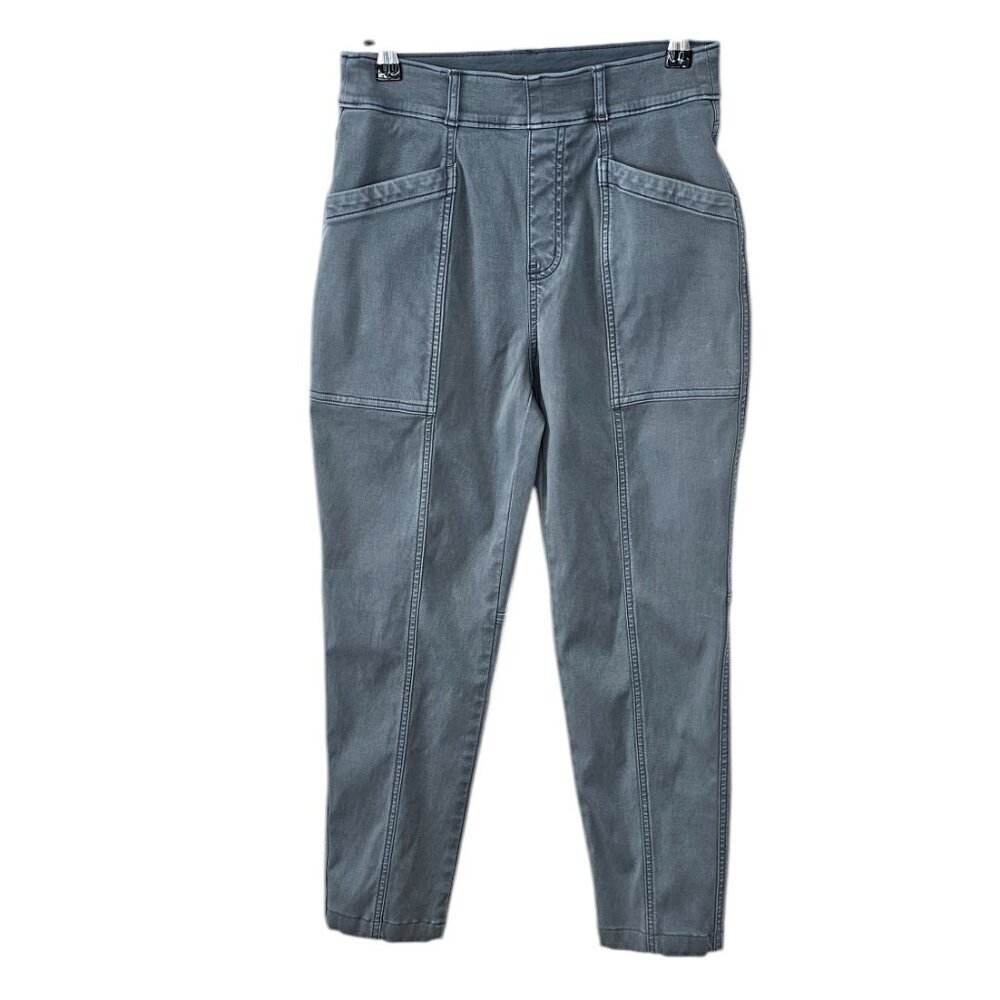 SPANX Stretch Twill Straight Leg Pant, Hazy Blue Gray, Shaping, Size Small